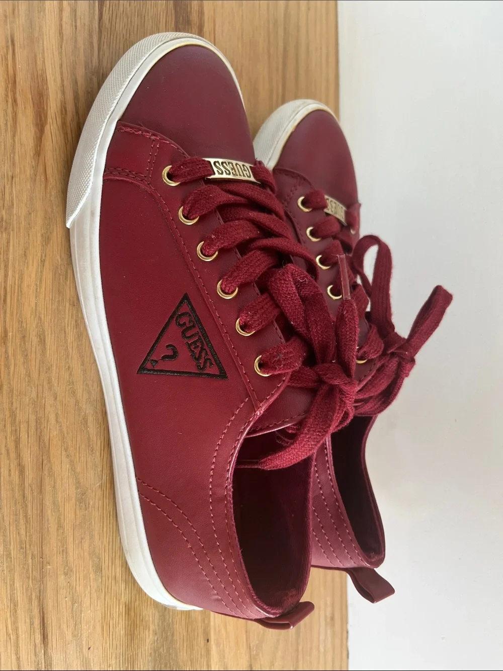 Guess Wine Red Lace-Up Sneakers
